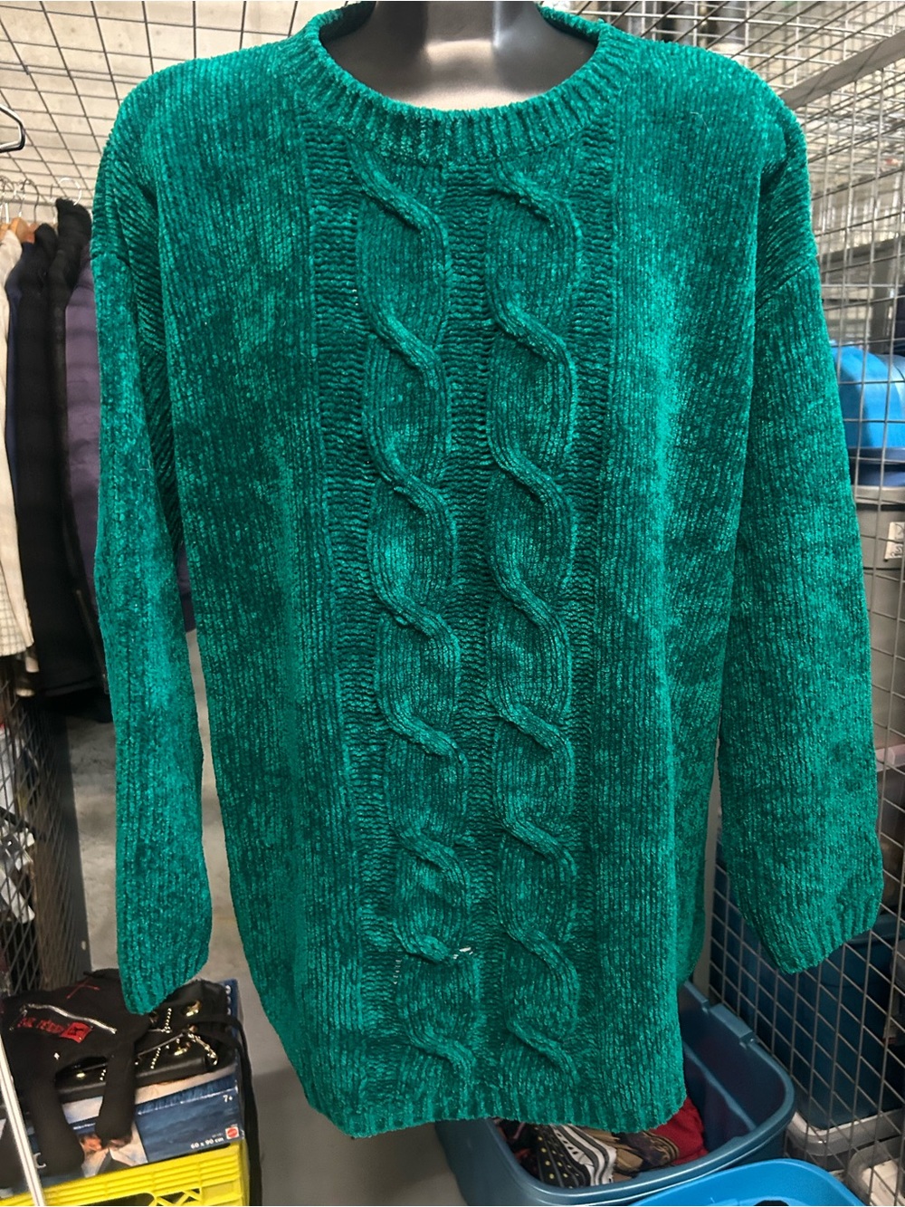 Vtg 90’s Emerald Green Cable Knit soft  Women’s Sweater XL